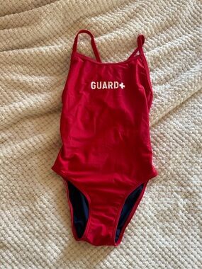 Red One-Piece Lifeguard Swimsuit